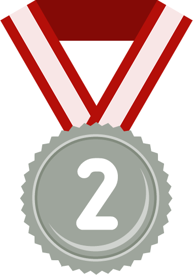 銀メダル（2位）のフラットイラスト